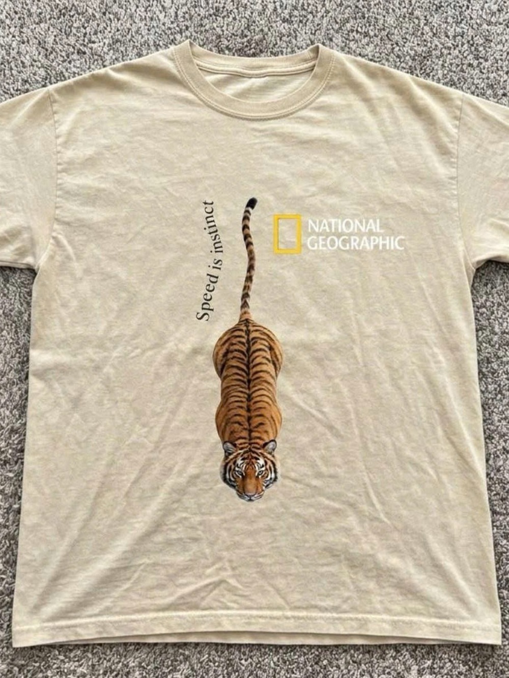 National Geographic Beige Tee with Tiger Graphic
